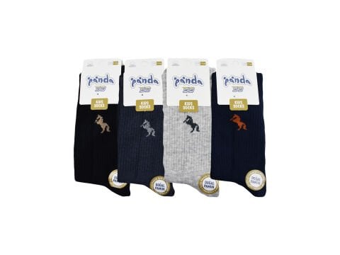 Panda 01 (3-12 Yaş) Yıkamalı Pamuk Kız Erkek Çocuk Soket Çorap 12'li
