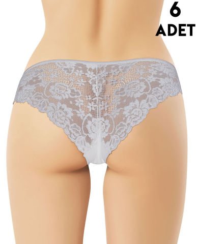 Kota 5025 (M-L-XL-2XL) Kaşkorse Dantelli Bayan Külot 6'lı GRİ - XL