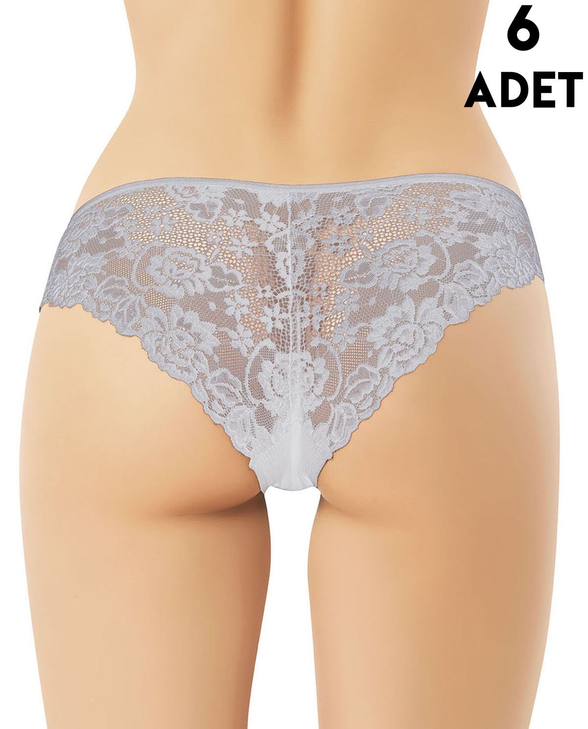 Kota 5025 (M-L-XL-2XL) Kaşkorse Dantelli Bayan Külot 6'lı GRİ - L