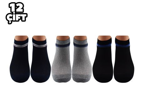 İbrahim Berk 11-40 Erkek Likralı Patik Çorap 12'li