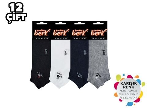 İbrahim Berk 11-43 Erkek Likralı Patik Çorap 12'li