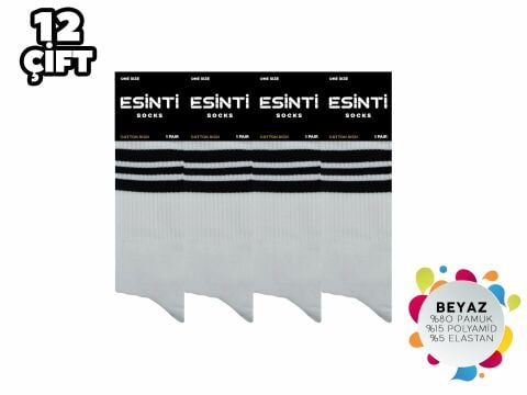 Esinti Beyaz Bayan Kolej Soket Çorap 12'li