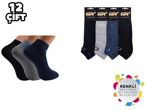 İbrahim Berk 11-47 Erkek Likralı Patik Çorap 12'li