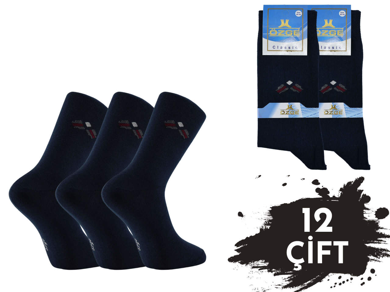 Özge Mavi Kutu Likralı Erkek Çorap 12'li