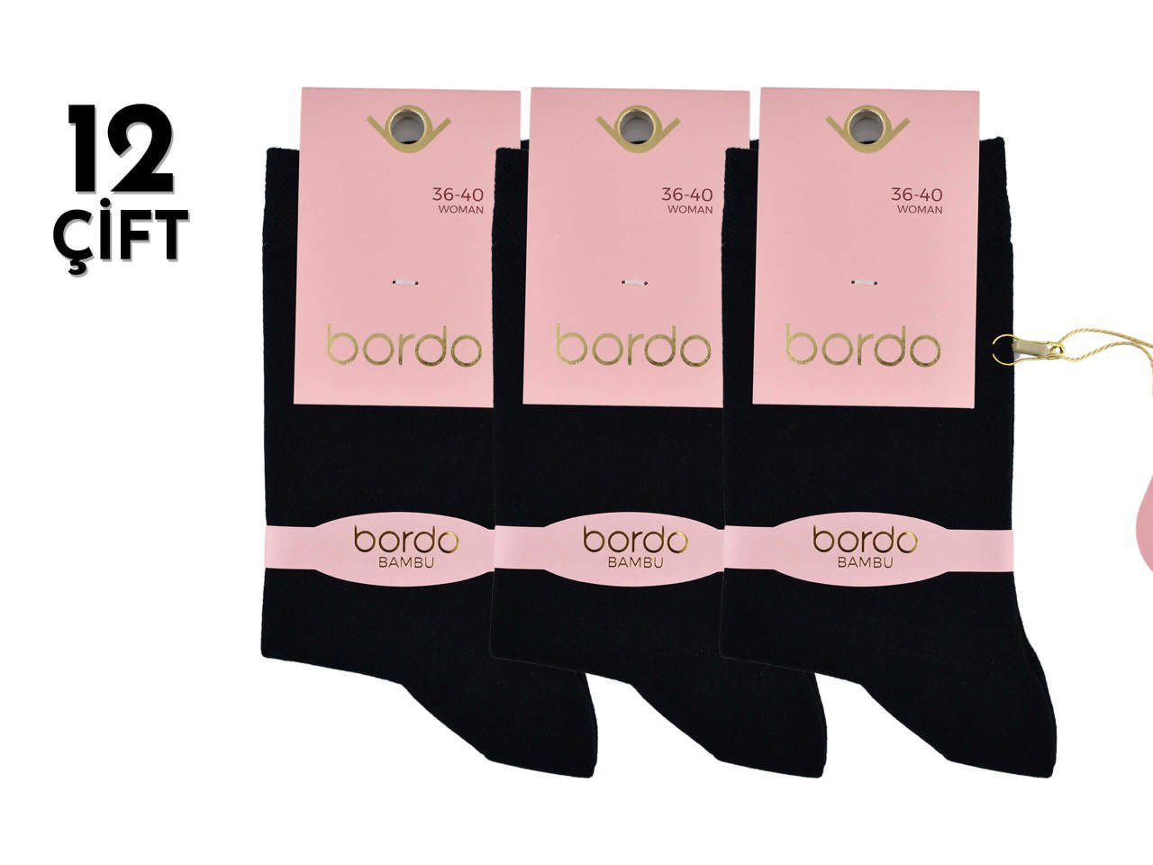 Bordo 1011 Dört Mevsim Bambu Dikişsiz Bayan Çorap 12'li