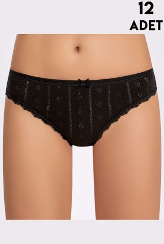 İlke 273 Jakarlı Dantelli Bayan Bikini12'li (M-L-XL)