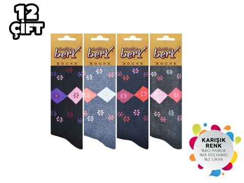 Berk 21-2 Bayan Kışlık Havlu Çorap 12'li KARISIKRENK - 36-40 NO