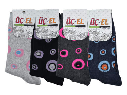 Üçel Ekonomik Desenli Bayan Soket Çorap 12'li