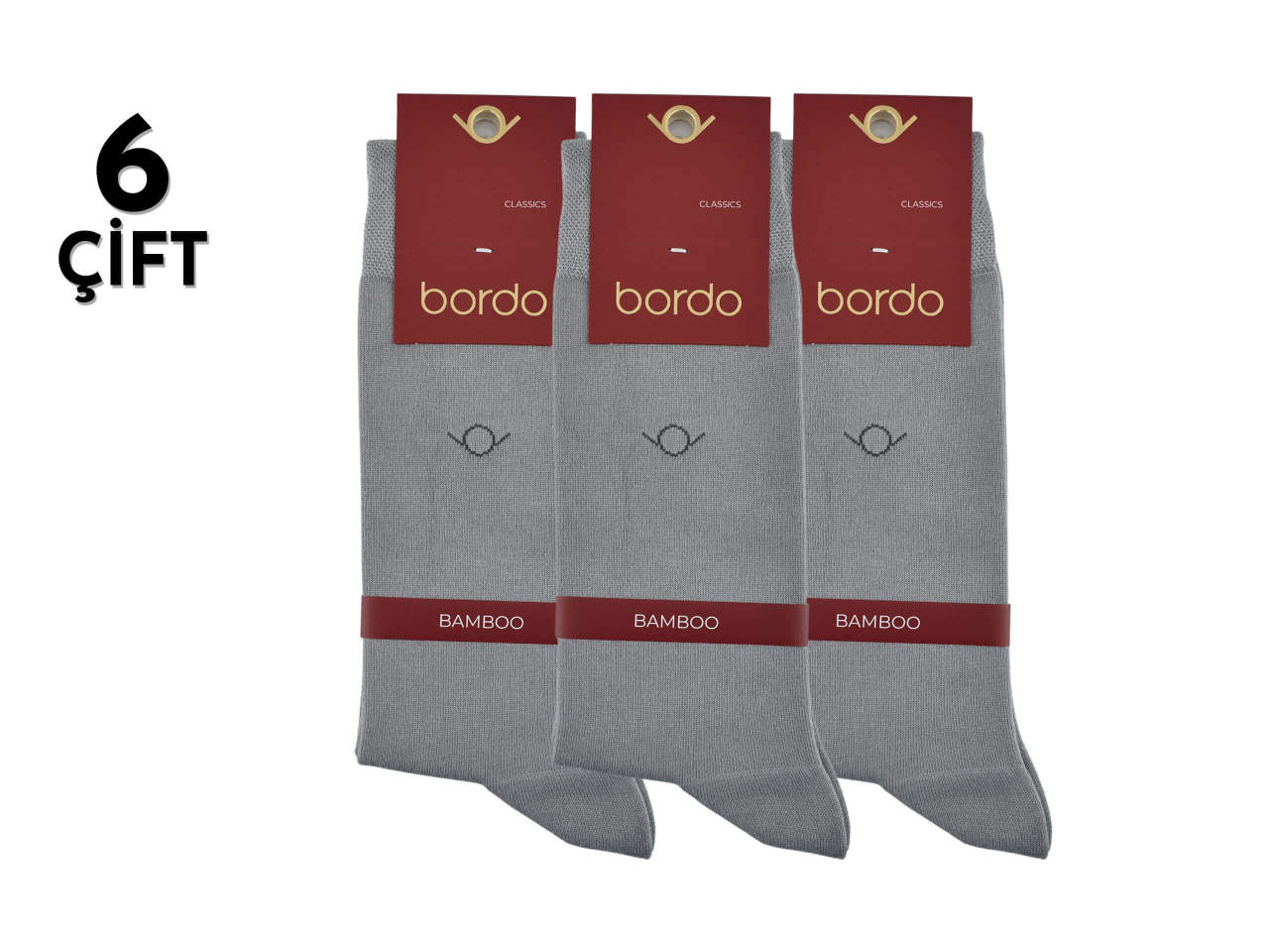 Bordo 1007 Dört Mevsim Bambu Dikişsiz Erkek Çorap 6'lı