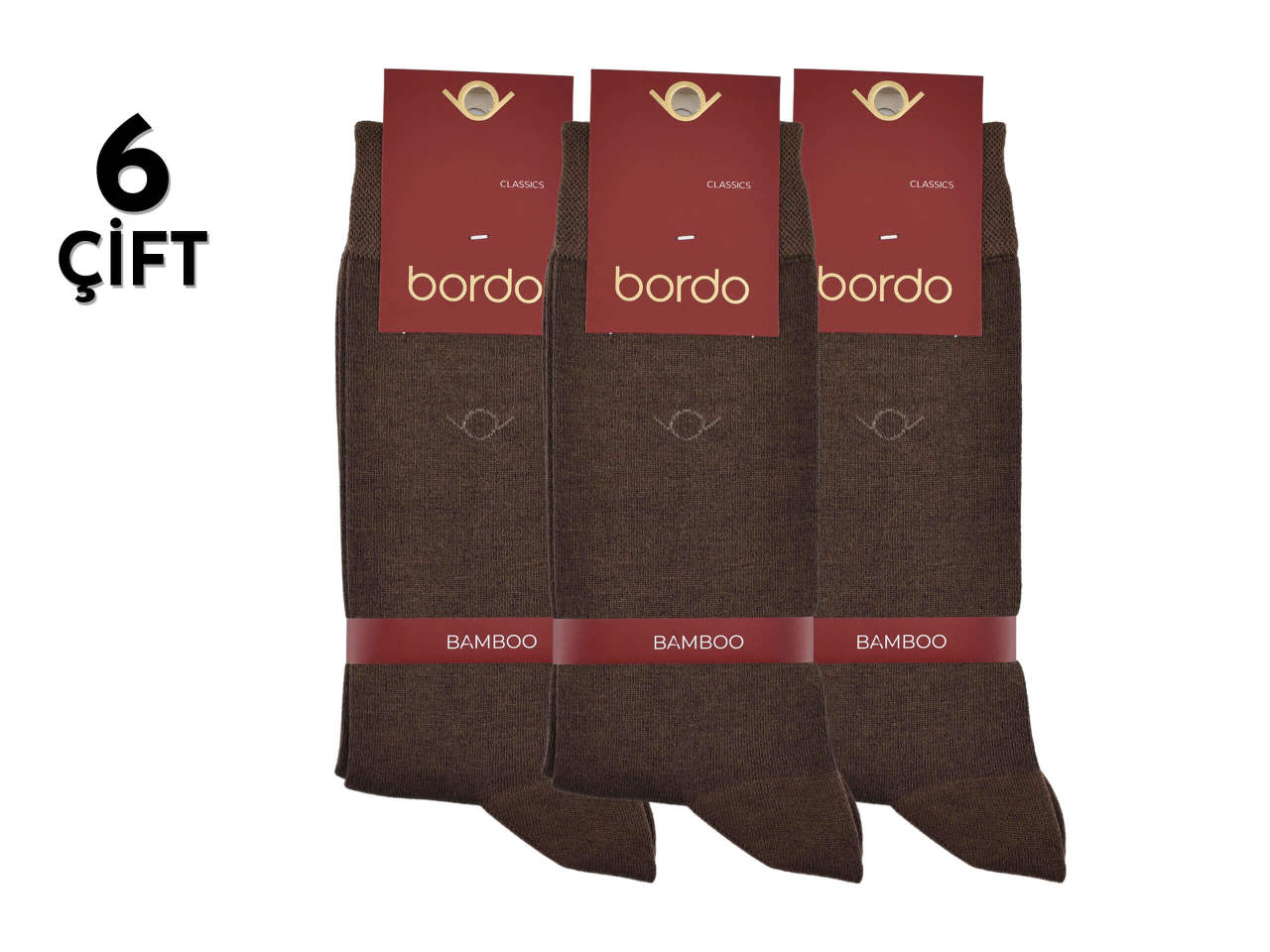 Bordo 1006 Dört Mevsim Bambu Dikişsiz Erkek Çorap 6'lı