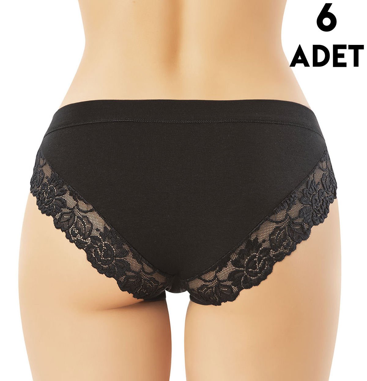 Kota 5106 Dantel Ve Biye Detaylı Modal Bayan Bikini (M-L-XL) 6'lı SİYAH - XL
