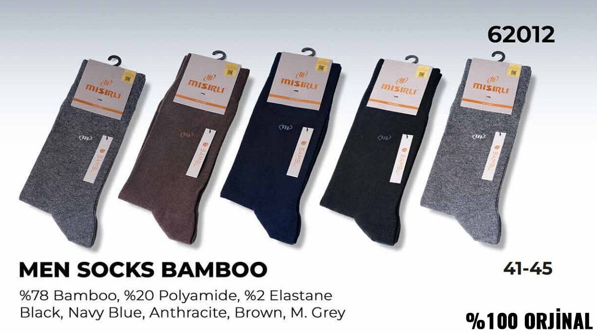 Mısırlı 62012 (41-45) Dikişsiz Organik Bambu Erkek Çorap 12'li