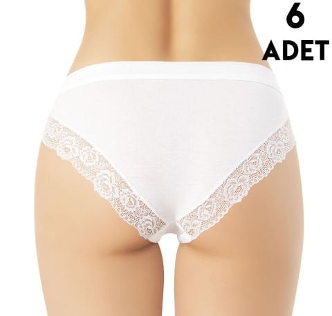 Kota 5106 Dantel Ve Biye Detaylı Modal Bayan Bikini (M-L-XL) 6'lı BEYAZ - XL