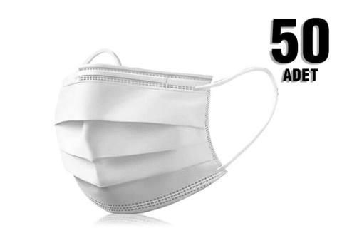 3 Katlı İnce Lastikli Yumuşak Maske 50'li