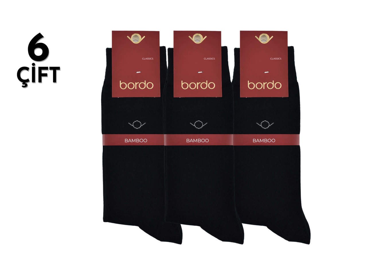 Bordo 1010 Dört Mevsim Bambu Dikişsiz Erkek Çorap 6'lı