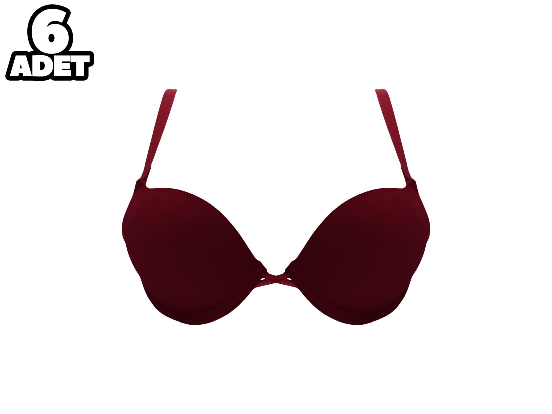 Cansoy 675-Vişne 2X Push Up Balenli Destekli Bayan Sütyen Takım 6'lı
