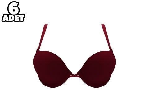 Cansoy 675-Vişne 2X Push Up Balenli Destekli Bayan Sütyen Takım 6'lı