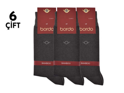 Bordo 1008 Dört Mevsim Bambu Dikişsiz Erkek Çorap 6'lı