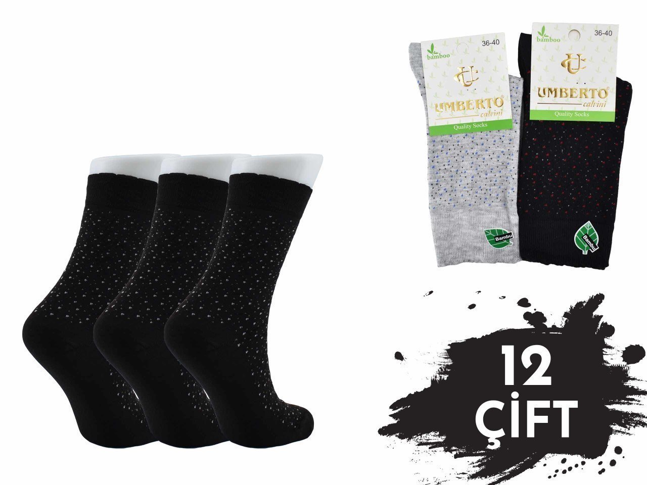 Umberto 207 Dikişsiz Bayan Bambu Soket Çorap 12'li