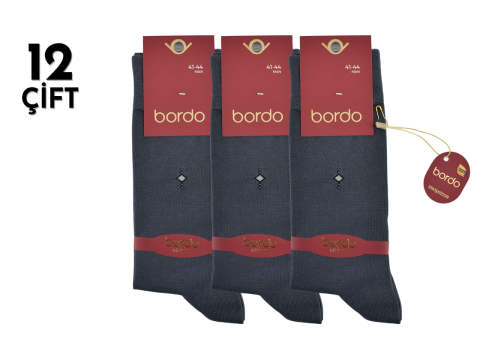 Bordo 1004 Dört Mevsim Modal Dikişsiz Erkek Çorap 12'li