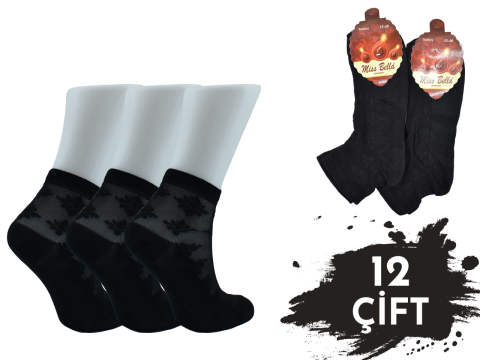 Miss Bella Kabartma Desen Bayan Tül Patik 12'li