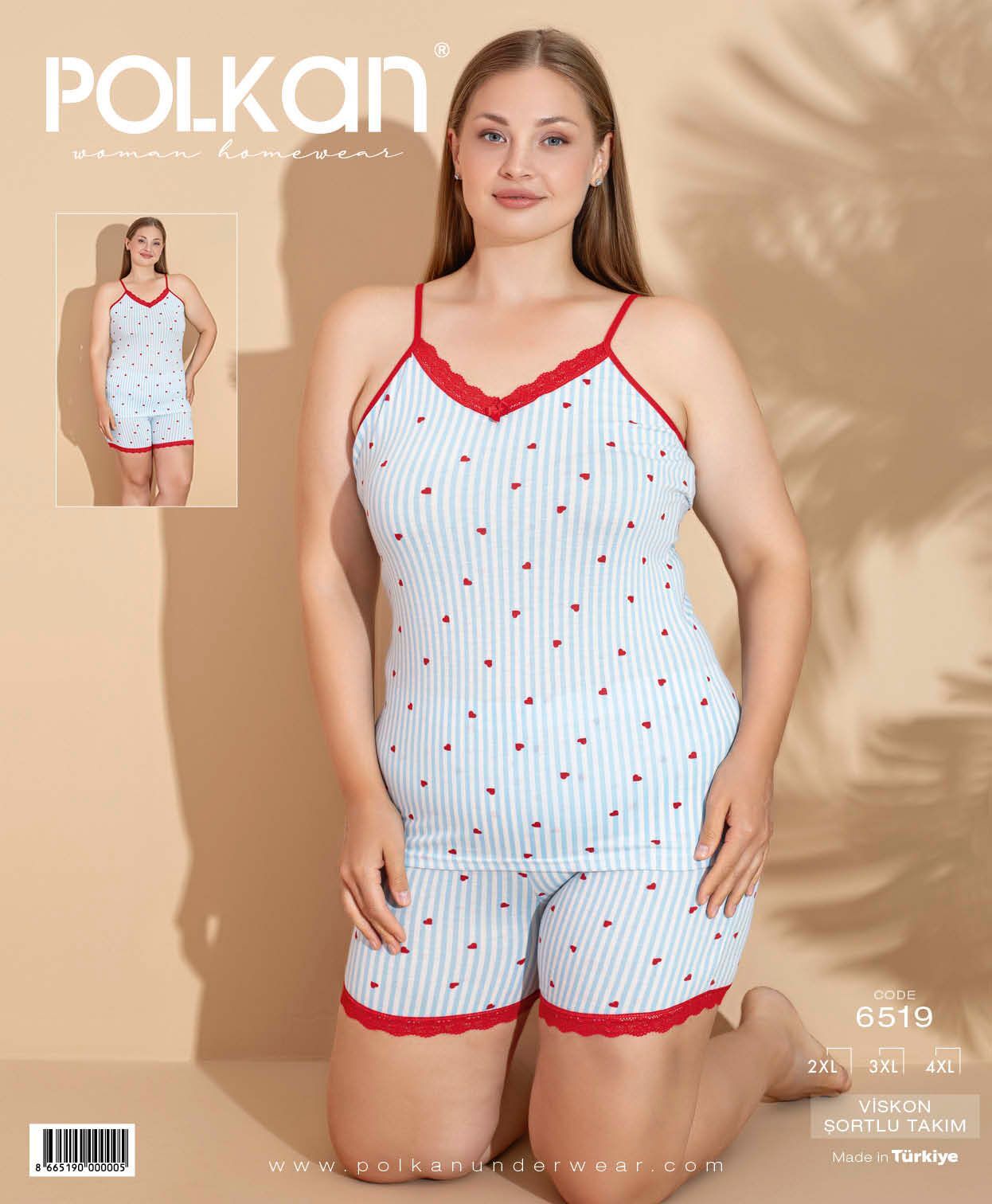 Polkan 6519 (2XL-3XL-4XL) Viskon Bayan Şortlu Takım 6'lı