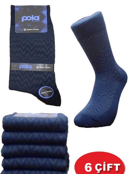 POLA ERKEK LOZAN MODEL DİKİŞSİZ PENYE ÇORAP PAKET 6 ADET