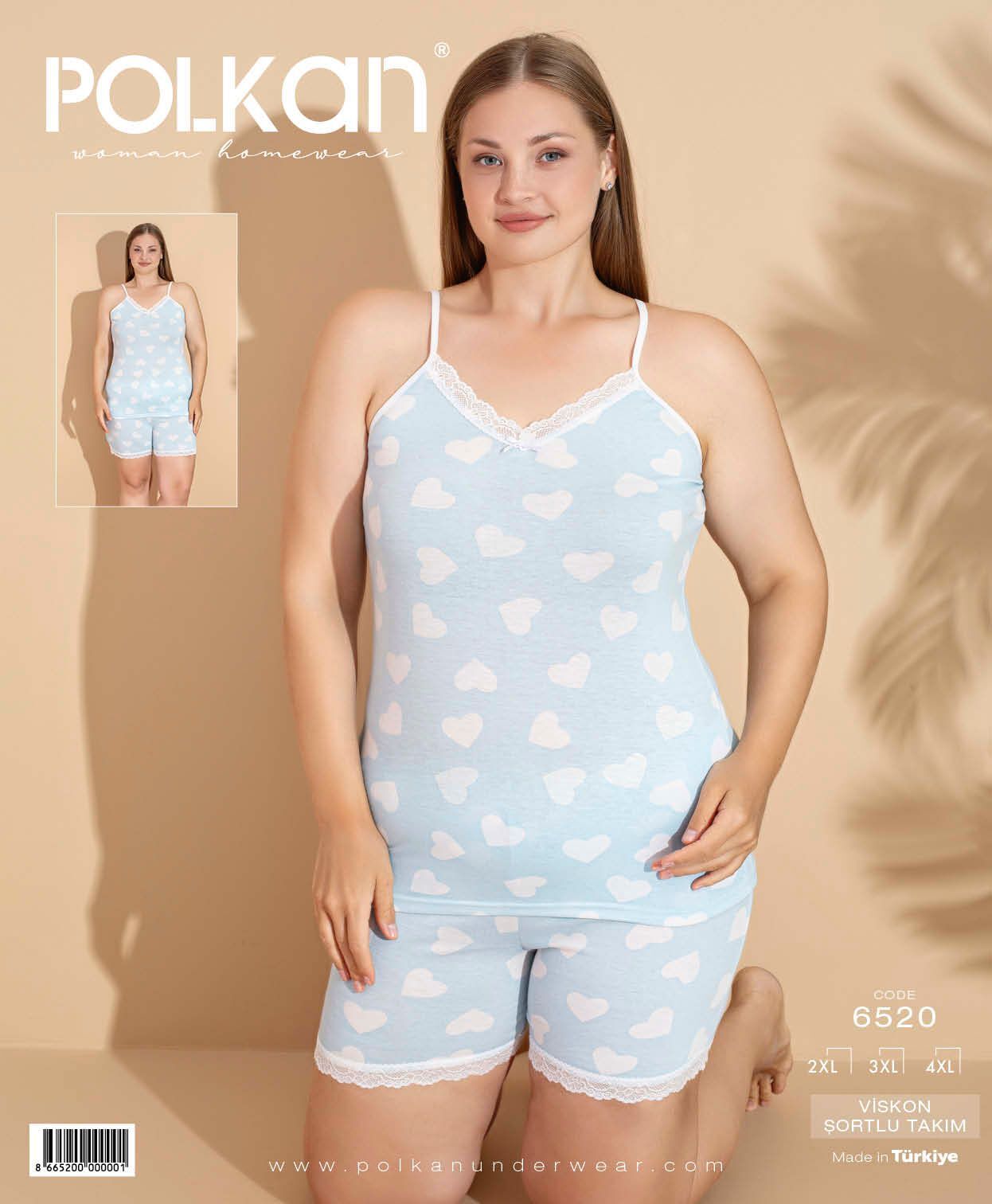 Polkan 6520 (2XL-3XL-4XL) Viskon Bayan Şortlu Takım 6'lı