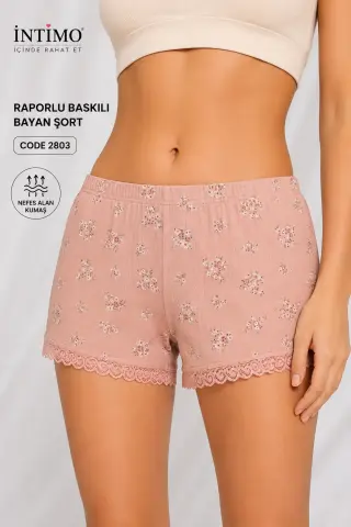 İntimo 2803 (S-M-L-XL) Raporlu Baskılı Bayan Şort 6'lı