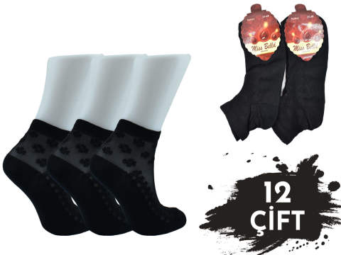 Miss Bella Kabartma Desen Bayan Tül Patik 12'li