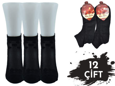 Miss Bella Kabartma Desen Bayan Tül Patik 12'li