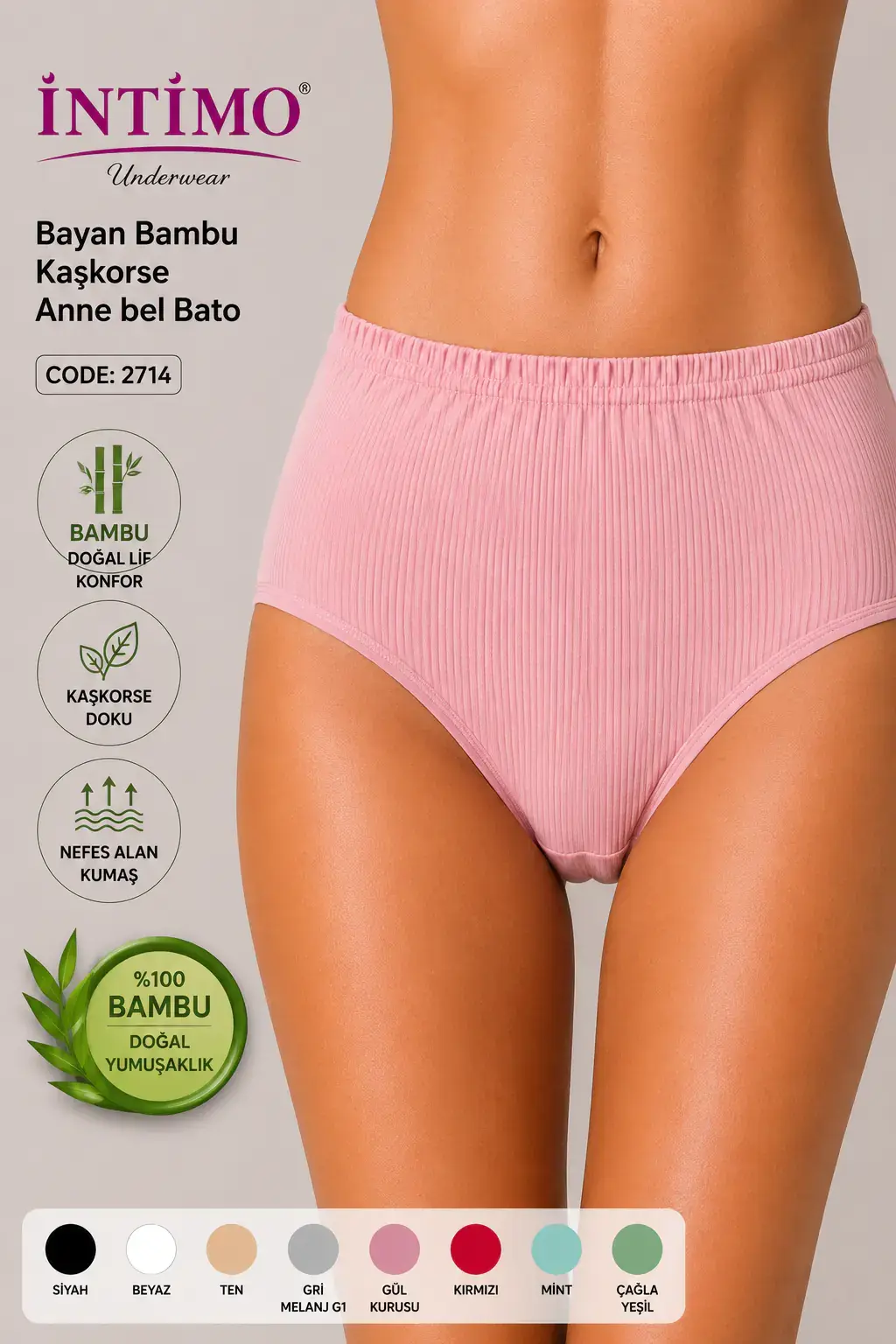 İntimo 2714 (L-XL-XXL) Bambu Kaşkorse Anne Bel Bayan Bato 12'li