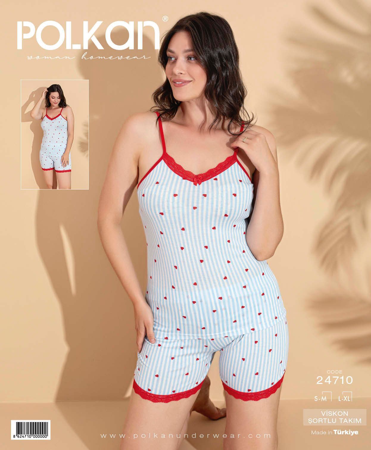 Polkan 24710 Beden (SM-LXL) Viskon Bayan Şortlu Takım 6'lı