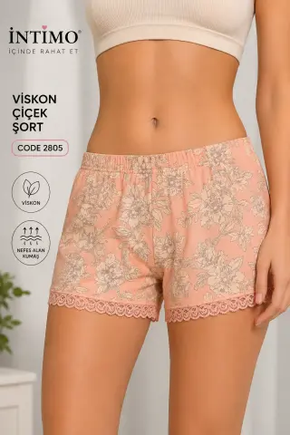 İntimo 2805 (S-M-L-XL) Viskon Çiçek Desenli Bayan Şort 6'lı