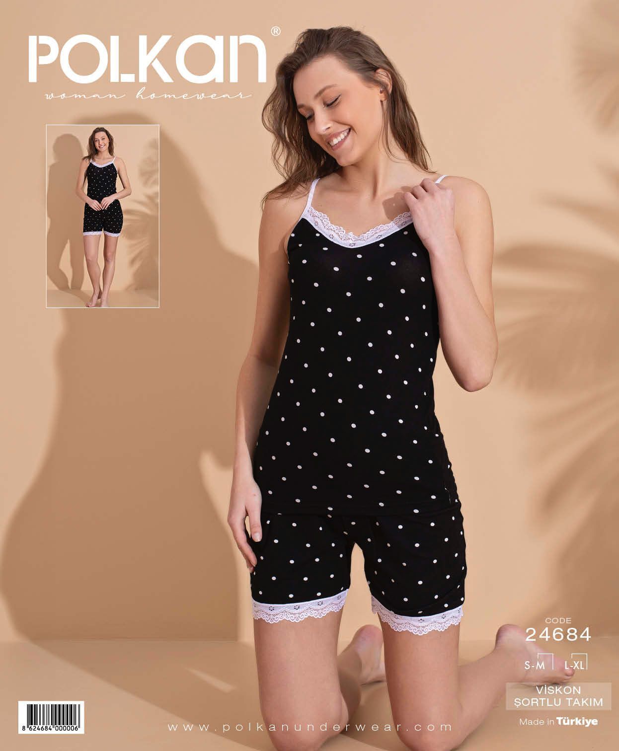 Polkan 24684 Beden (SM-LXL) Viskon Bayan Şortlu Takım 6'lı