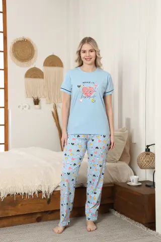 Kapitex 59157 (M-L-XL-XXL) Bayan Kısa Kol Pijama Takım 4'lü