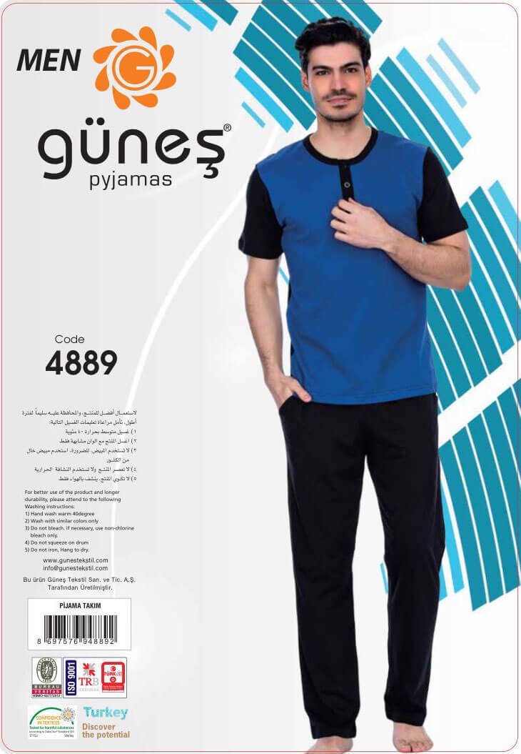 Güneş 4889 Kısa Kollu Erkek Pijama Takımı