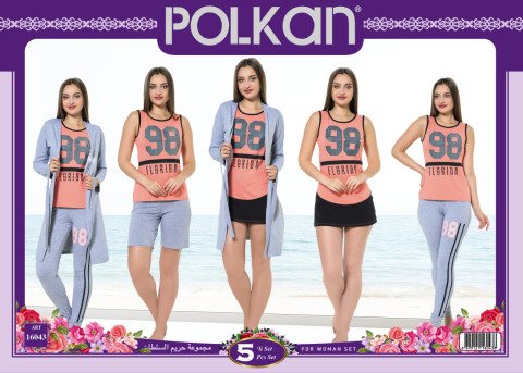 POLKAN 16043 BAYAN 5 Lİ PİJAMA TAKIMI