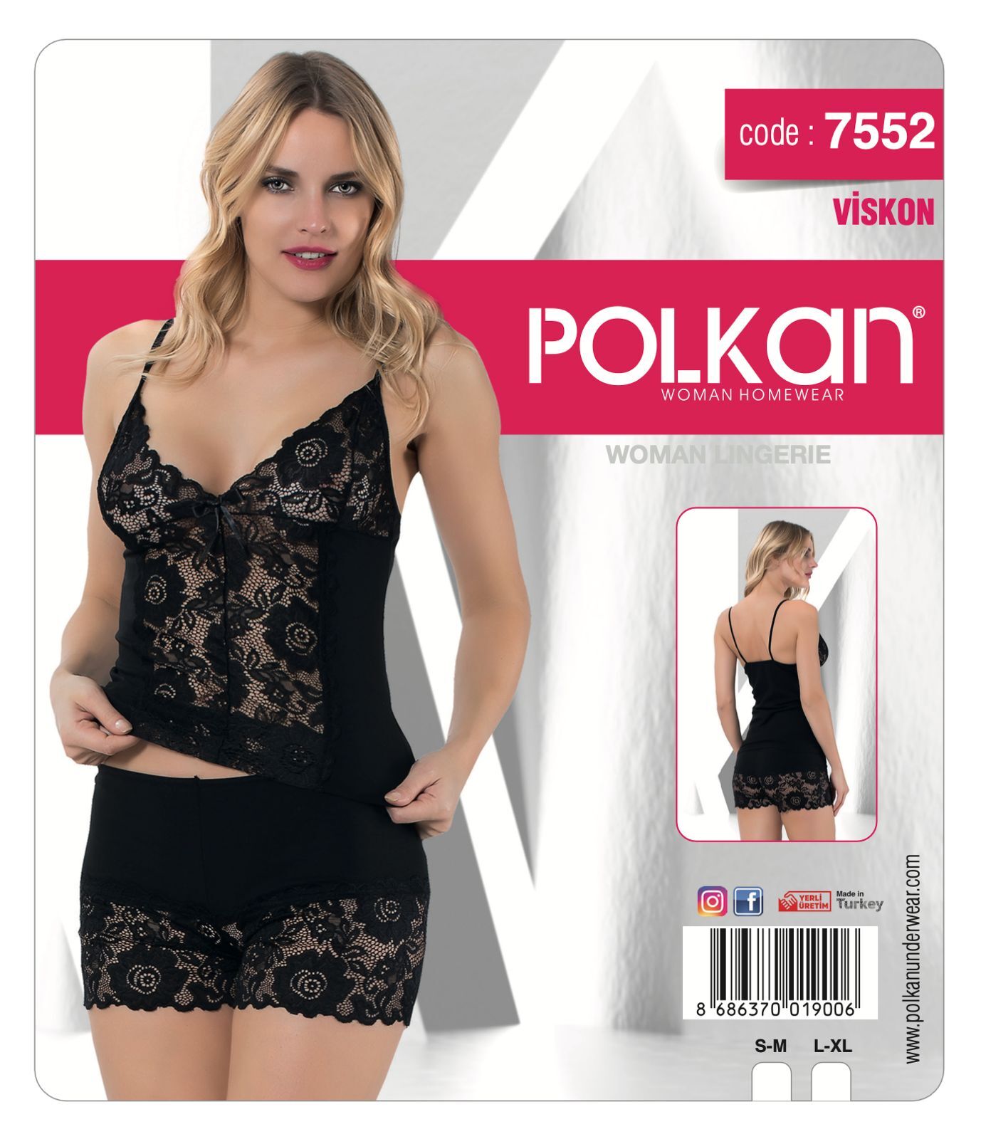Polkan 7552. Dantelli Bayan Şortlu Takım