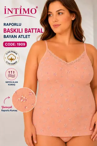 İntimo 1909 Battal Beden Empirme Sur Dantelli Bayan İp Askılı Atlet 6'lı