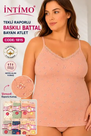İntimo 1815 Battal Beden Bayan Empirme Sur Dantel  İp Askılı Atlet 6'lı