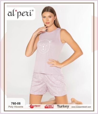 Alperi 760-08 (M-L-XL-XXL) Bayan Şortlu Takım 4'lü