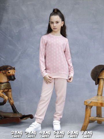 Elsima 3181 Kız Çocuk Uzun Kollu Pijama Takımı 6'lı (2-3-4-5-6-7 Yaş) PEMBE - SERİ-6-LI