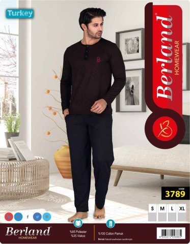 Berland 3789 Erkek Modal Uzun Kol Pijama Takımı