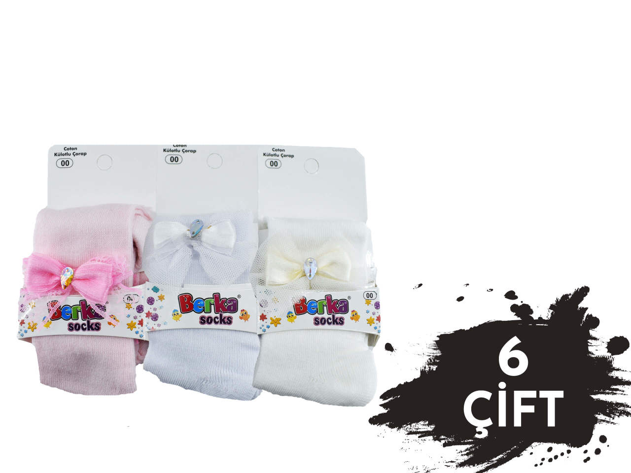 Berka 0-6 Aylık Aksesuarlı Çocuk Külotlu Çorap 6'lı