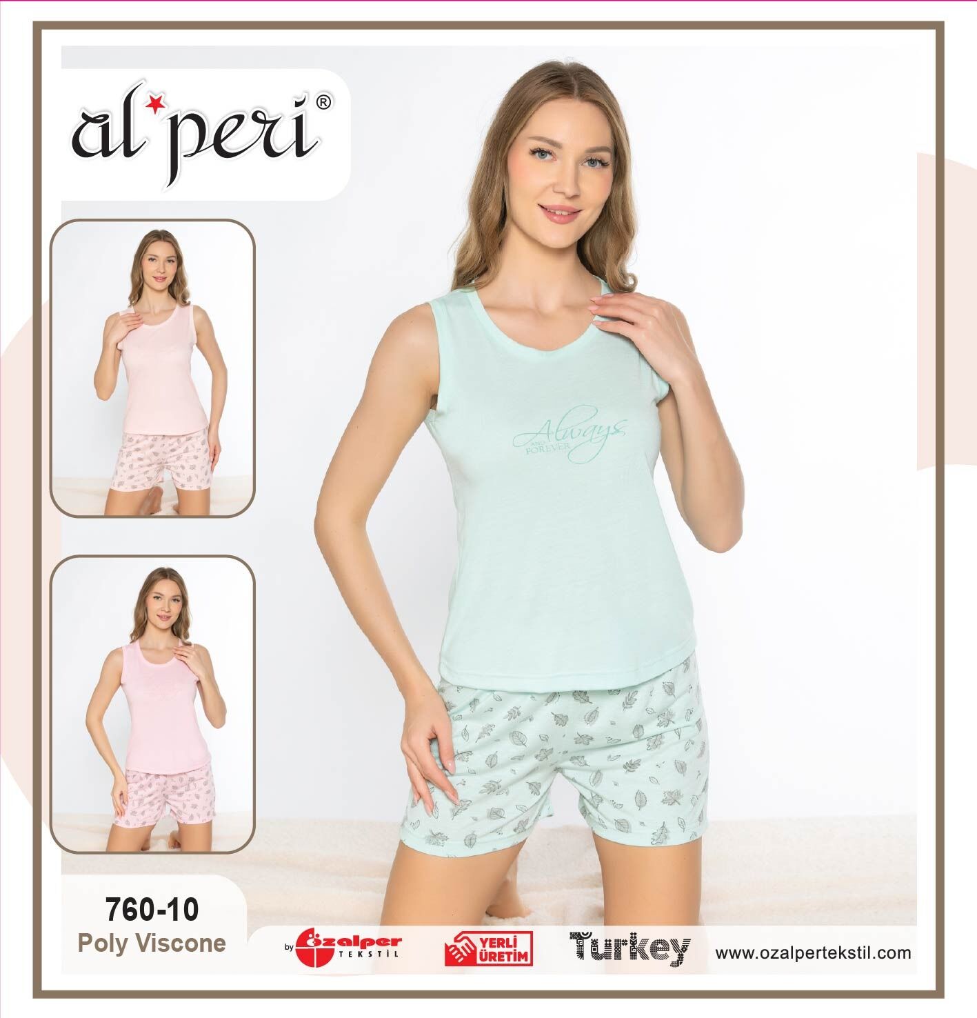 Alperi 760-10 (M-L-XL-XXL) Bayan Şortlu Takım 4'lü