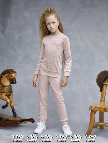Elsima 3183 Kız Çocuk Uzun Kollu Pijama Takımı 6'lı (2-3-4-5-6-7 Yaş) PEMBE - SERİ-6-LI
