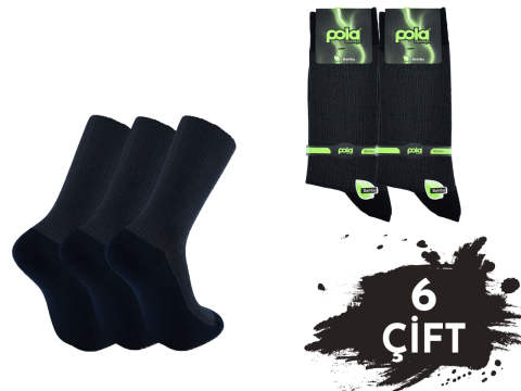 Pola 1255 Dört Mevsim Likralı Erkek Bambu Çorap 6'lı