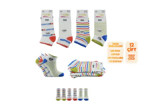 Vakre 9328-33 (36-40) Bayan Penye Patik Çorap 12'li