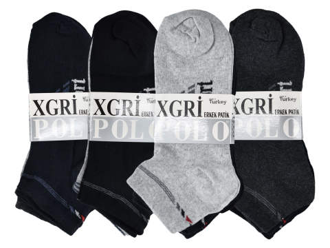 XGRİ POLO Penye Erkek Patik 12'li